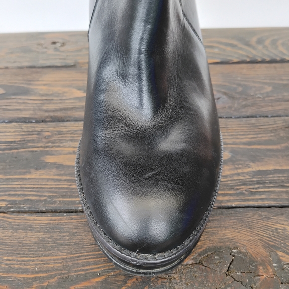 Arturo Chiang Primo Ankle Boots Size 8M Platform Black Leather Buckle Belt ZipUp - Picture 6 of 16